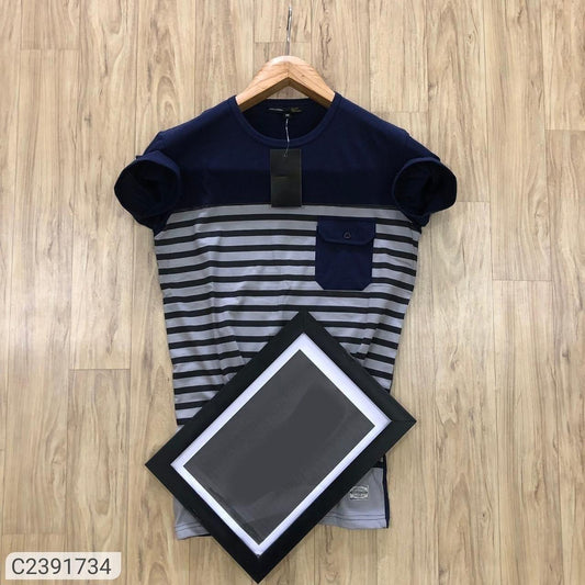 Regular Fit T-Shirt (Grey & Blue, L)