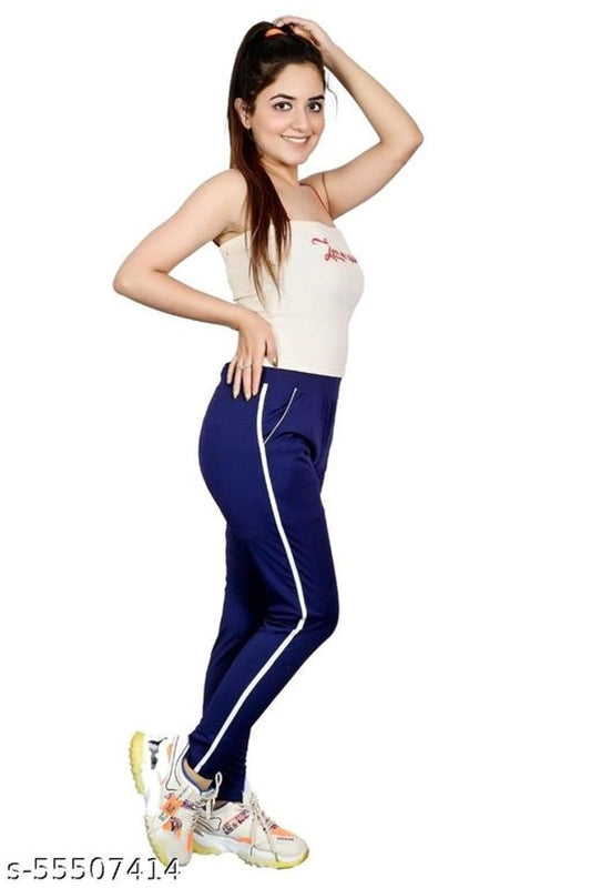 Polyester Trouser for Women (Blue, 28)